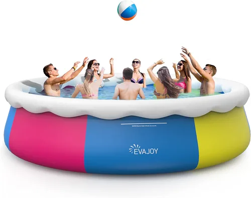 Miniatura 9 de EVAJOY Piscina inflable de 15 pies x 35 pulgadas, incluye bomba de filtro, tela de tierra y cubierta, color azul