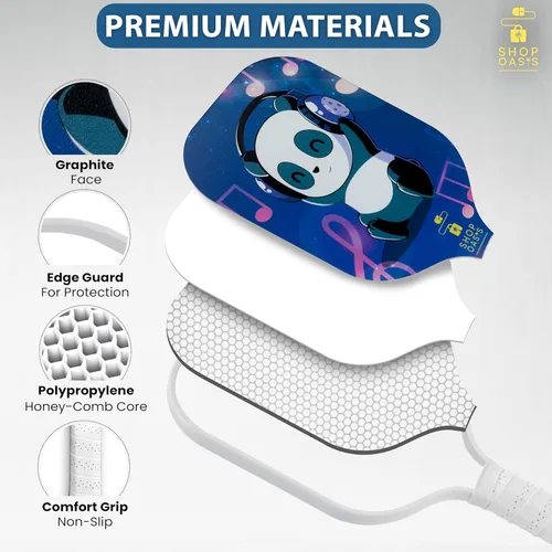 Miniatura 5 de Palas de pickleball para niños (juego de 2), paletas de tamaño infantil (a partir de 6 años), núcleo de panal ligero, cara de golpe de fibra de Azul