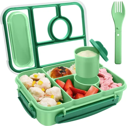 Miniatura 17 de Amathley Lonchera Bento para Adultos, Lonchera para Niños, Recipientes para Almuerzo para Adultos/Niños/Niños Pequeños, Lonchera Bento de 5 Azul