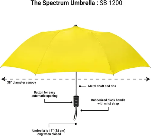 Miniatura 18 de STROMBERGBRAND UMBRELLAS The Spectrum Popular Style - Paraguas de viaje compacto de 42 pulgadas para lluvia, viento y sol, resistente y ligero