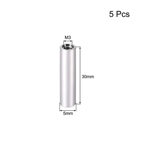 Miniatura 2 de uxcell 5 unids M3x30mm redondo aluminio Standoff columna espaciador hembra para drone FPV Quadcopter Racing RC multirotors piezas DIY plateado