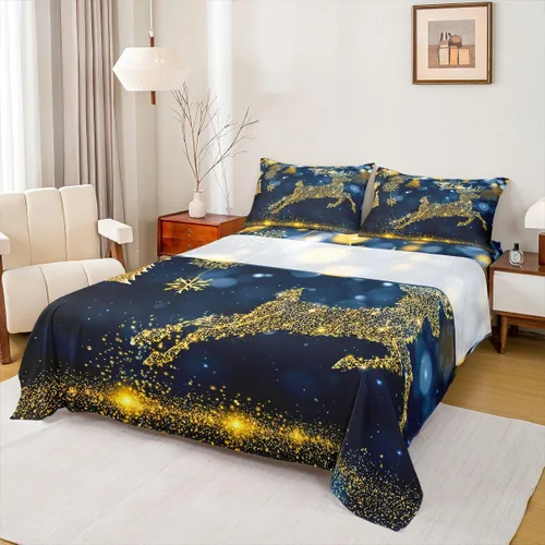 Miniatura 10 de Erosebridal Juego de ropa de cama individual con diseño de árbol de Navidad, muñeco de nieve, decoración de corona de Navidad, sábana bajera