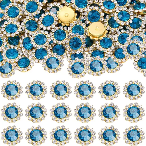 Miniatura 11 de 160 diamantes de imitación para coser de 0.472 pulgadas, base de metal, diamantes de imitación para coser en ropa, zapatos, aretes, cinturón