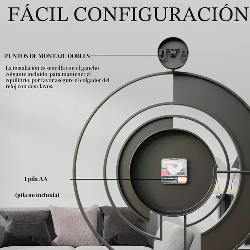 Miniatura 5 de Reloj de pared moderno con esfera de mármol de nogal, marco de metal de madera grande, silencioso, sin tictac, para sala de estar, decoración