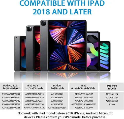 Miniatura 2 de Lápiz óptico para Apple iPad – Lápiz para iPad con rechazo de palma y sensibilidad a la inclinación, compatible con iPad 2018-2024 10ª, 9ª, 8ª, 7ª