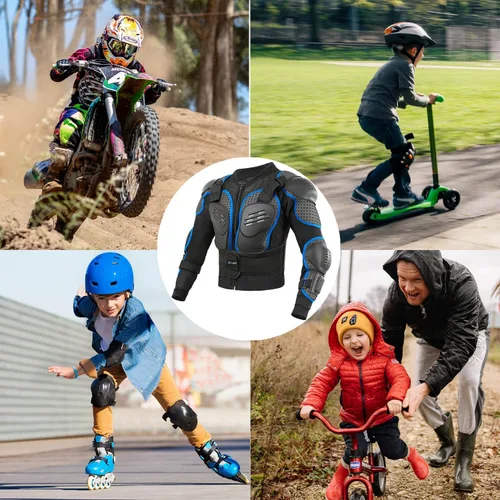 Miniatura 6 de Reomoto Chaqueta de motocicleta para niños, equipo de motocross, chaqueta de armadura de cuerpo completo para ciclismo, MTB, ATV, patinaje, esquí