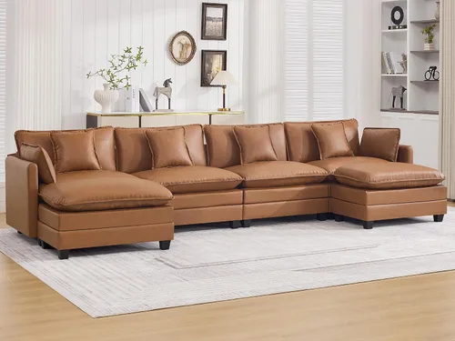 Miniatura 106 de Otomán de Sofá Moderno de Chenille Nube de 35'', Otomán Rectangular para Sofá Seccional Modular, Beige