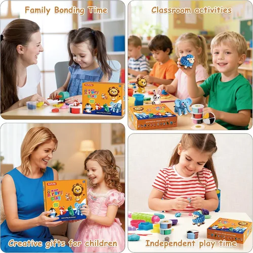 Miniatura 7 de Kit de arcilla seca al aire para niños, 12 manualidades de animales, modelo de arcilla mágica, kits de arcilla con herramientas de escultura y Kit
