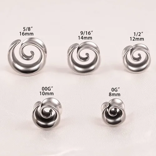 Miniatura 5 de 2 ganchos redondos en espiral de moda para lóbulos estirados para túneles de oído, dilatadores, piercing, joyería corporal