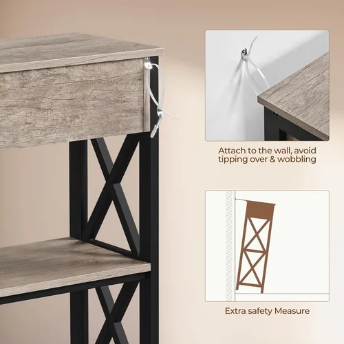 Miniatura 9 de Yaheetech - Consola con cajón, mesa de entrada con 3 repisas de almacenamiento, mesa estrecha larga para entrada, sala de estar, pasillo, sofá, Gris