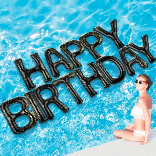 Miniatura 18 de Shappy Globos flotantes grandes de letras flotantes de 20 pulgadas con puntos adhesivos, decoraciones inflables de piscina para fiesta de cumpleaños