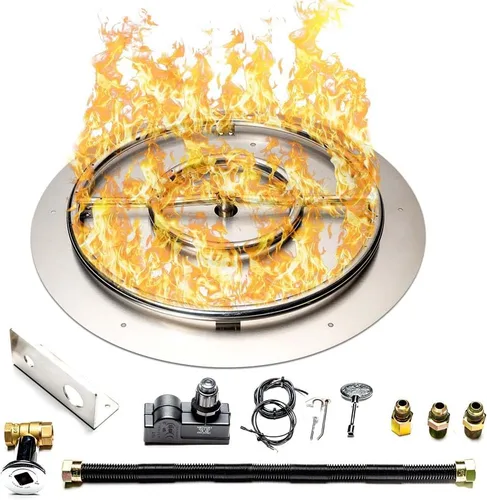 Miniatura 39 de Kit de quemador de acero inoxidable y anillo Pro con encendido por chispa para fogatas de gas natural, sartén de 36 pulgadas, anillo de quemador