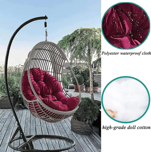 Miniatura 2 de Cojín de columpio para silla de huevo de ratán, para exteriores e interiores, reemplazo de cojín para silla de huevo, lavable y grueso, cojines