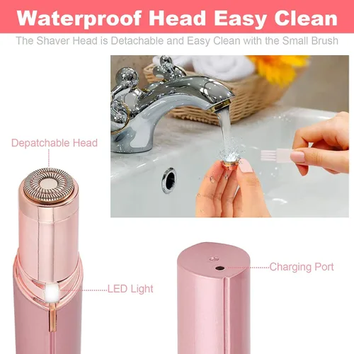 Miniatura 7 de LAIKME Depilación facial para mujeres, mini removedor de pelo, afeitadora eléctrica portátil para labios, barbilla, axila, melocotón fuzz, dedos