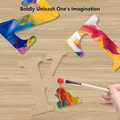 Miniatura 4 de Letras de madera 3D de 4 pulgadas, letras mayúsculas del alfabeto de madera natural, alfabeto de madera sin terminar para tablero de letras