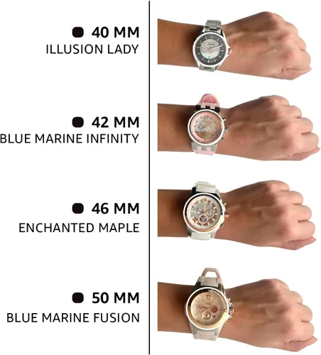 Miniatura 8 de MULCO Watches for Women - Lady D - Silver Stainless Steel Case with Wrist Silicone Band, Large Face with Mother of Pearl and Rose Gold, Quartz