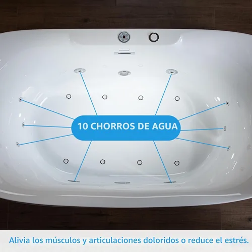 Miniatura 15 de WOODBRIDGE Bañera combinada de remojo climatizada de 72 "x 35-3/8" con chorro de agua y burbujas de aire con panel de control LED, BJ400 Drenaje