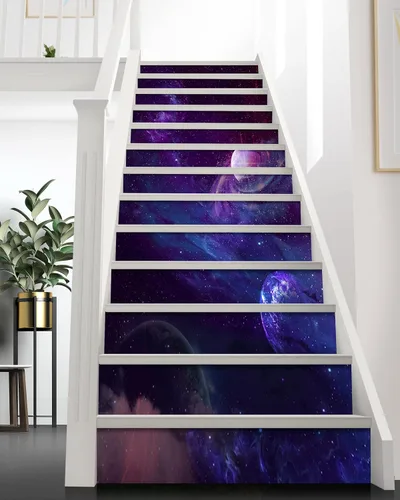 Miniatura 5 de FLFK Calcomanías para escaleras - Adhesivos para escaleras tipo pela y pega, Calcomanías para elevadores de escalera estilo cascada autoadhesivas