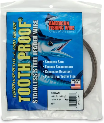 Miniatura 89 de AFW Alambre Líder Duro de Una Hebra de Acero Inoxidable a Prueba de Dientes - Brillante y Camuflaje para Tiburón, Barracuda, Caballa Real, Wahoo