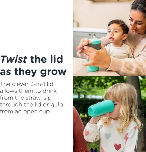 Miniatura 4 de Tommee Tippee Vaso convertible aislado 3 en 1 de 10 onzas, 59.1 ft+, antiderrames, taza multiusos para niños pequeños de 1 a 3, a prueba de fugas