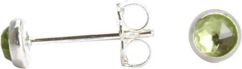 Miniatura 10 de Aretes de tuerca con piedras preciosas para mujeres y niñas, bisel redondo de 0.157 in de plata esterlina 925