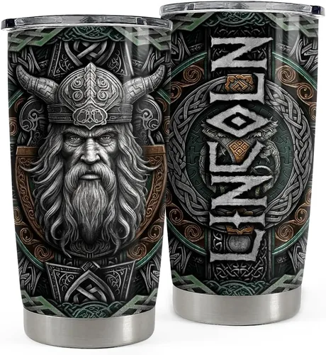 Vaso vikingo personalizado Vikings Celtic de acero inoxidable de 20 onzas, 30 onzas, taza de viaje para café, taza con nombre personalizado, regalos