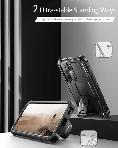 Miniatura 3 de Dexnor Funda para Samsung Galaxy S22 Plus, [protector de pantalla y soporte integrados] Protección de grado militar resistente a prueba de golpes