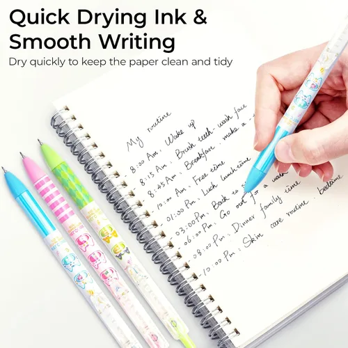 Miniatura 6 de M&G Bolígrafos de gel, bolígrafos retráctiles de tinta de gel de 0.020 in, punta fina, bonitos bolígrafos de gel con patrón de gato