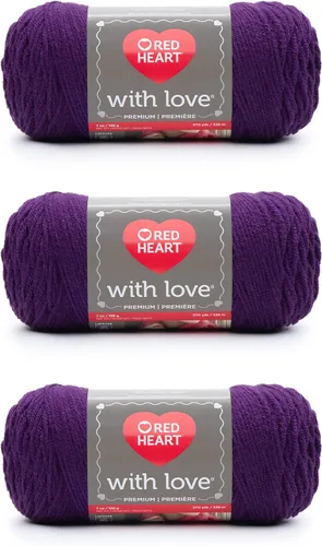 Miniatura 22 de Red Heart with Love Berry - Hilo rojo – Paquete de 3 unidades de 6.98 oz/7 onzas – Acrílico – 4 medianos (peinado) – 370 yardas – Tejido/ganchillo