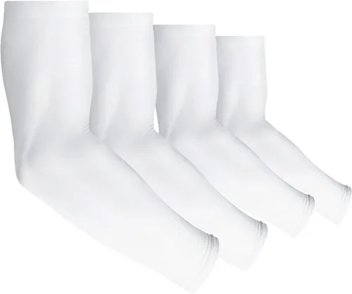 4 pares de mangas de protección solar UV para hombres y mujeres, refrescante, UPF 50, para béisbol, ciclismo, baloncesto Blanco-4 pares