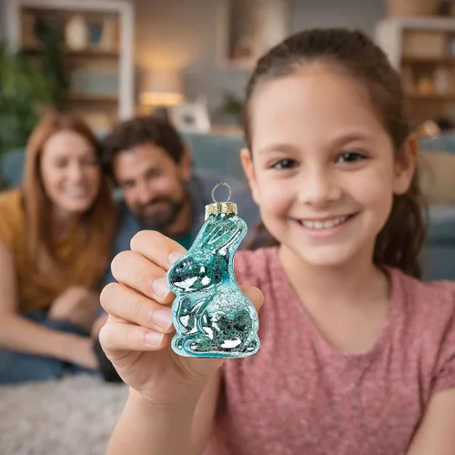 Miniatura 4 de Lillian Vernon Adornos de Pascua de Vidrio Soplado de Conejo - Decoraciones Colgantes para Árbol Hechas a Mano, Decoración de Conejito de Pascua
