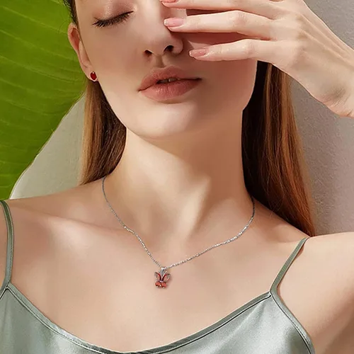 Miniatura 4 de Bestyle Collar de Mariposa Linda con Piedra de Nacimiento para Mujeres, Collar de Gargantilla de Cadena Bonito y Deslumbrante en PlataOro, Gran
