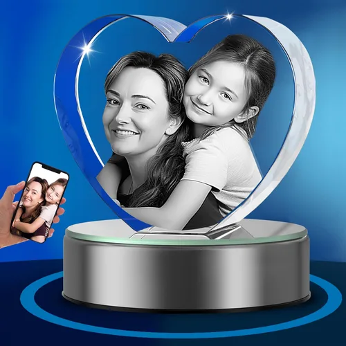 Foto de corazón de cristal, regalo personalizado con tu propia foto, imagen grabada con láser 3D, regalo personalizado de cristal, regalo único para