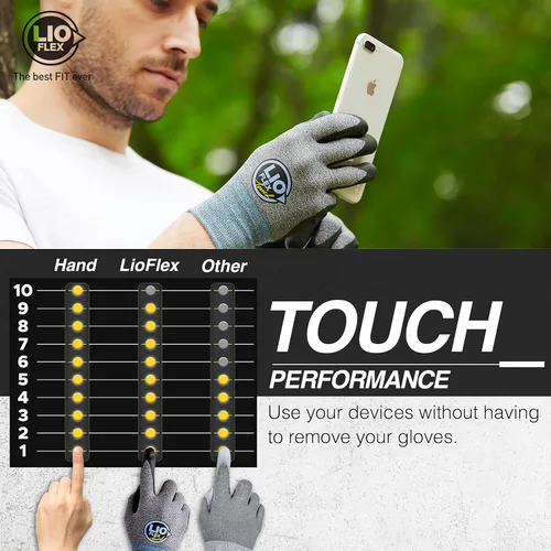 Miniatura 3 de Guantes de trabajo de seguridad con dedos táctiles, 3 pares de guantes de trabajo delgados y ligeros, ideales para trabajadores de almacén, Gris