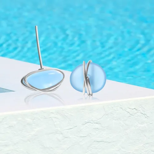Miniatura 20 de Sea Glass Earrings S925 Sterling Silver Hypoallergenic Handmade Stud Post Earrings Beach Glass Fashion Handcraft Jewelry earrings stud earrings from