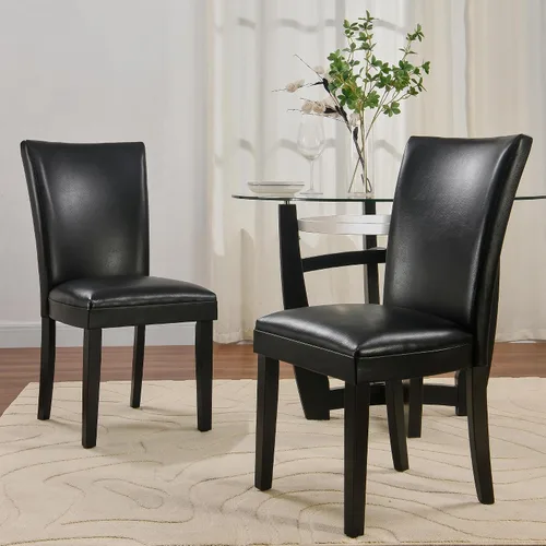 Miniatura 28 de Parsons CY1331BL - Juego de 2 sillas de comedor con patas de madera maciza, sillas laterales de piel sintética para cocina con asiento tapizado