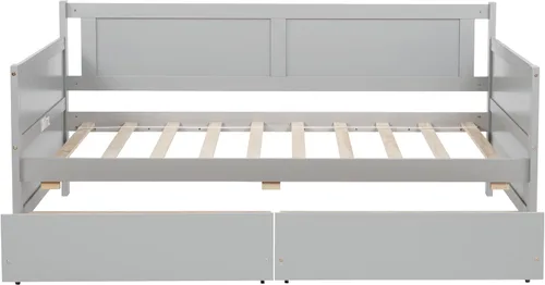 Miniatura 2 de Bellemave Cama infantil de tamaño individual con 2 cajones de almacenamiento, cama individual de madera con almacenamiento, marcos de cama