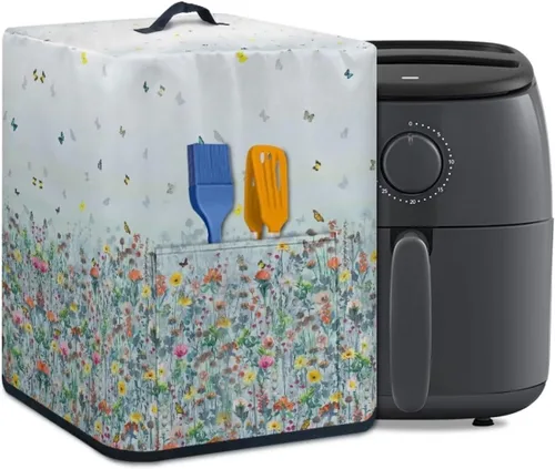 Miniatura 16 de Air Fryer Oven Dust Cover with Handle and Pocket, Easy Cleaning Electric Appliance Cover, Brown Flower Flor marrón (Brown Flower)