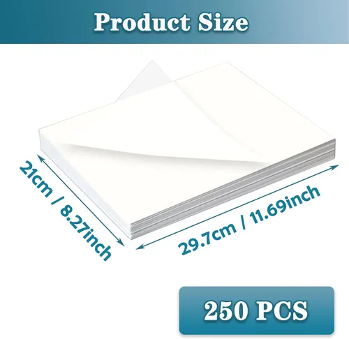 Miniatura 2 de Papel de calco, papel de dibujo, 250 hojas, papel de transferencia, tamaño A4, 8.3 x 11.7 pulgadas, bloc de papel de calco, blanco, translúcido