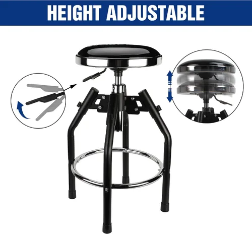 Miniatura 4 de WORKPRO Taburete de Taller Hidráulico Ajustable de Servicio Pesado, Taburete de Bar para Garaje, 29 a 33.86 pulgadas, Capacidad de 330 Libras, Negro