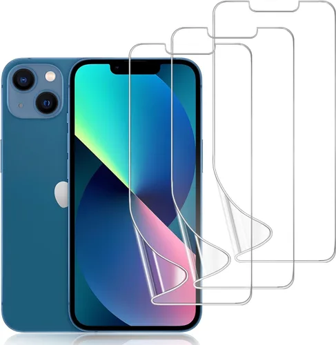 Paquete de 3 protectores de pantalla de TPU para iPhone 13/13 Pro de 6.1 pulgadas, película de hidrogel transparente HD transparente suave y