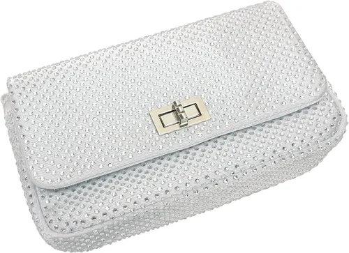 Miniatura 4 de Dexmay - Bolso clásico de cristal con solapa para fiesta, bolso de mano con diamantes de imitación
