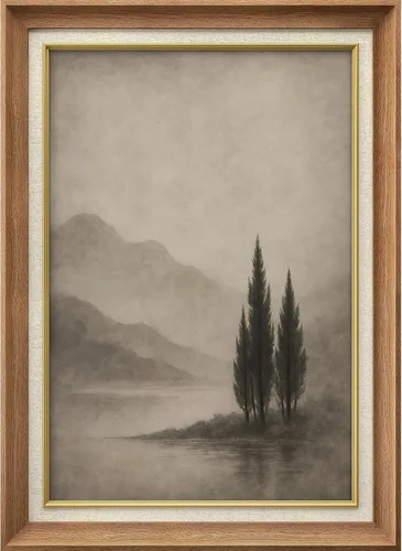 Miniatura 86 de MUDECOR Lienzo enmarcado prémium para pared, pinos nevados en bosque de invierno, ilustraciones modernas, arte contemporáneo, escénico, divertido