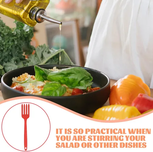 Miniatura 4 de Healeved Tenedor de cocina de silicona ergonómico reutilizable para pasta, tenedor lavable de cocina grande para ensaladas y fideos y diseño