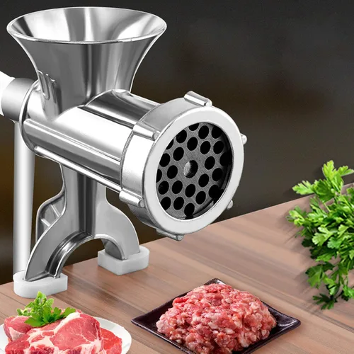 Miniatura 2 de Picadora de carne, máquina de picar manual de aleación de aluminio para el hogar, picadora de carne de salchicha, moledora de pimienta con tubo