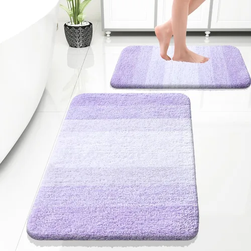 Miniatura 56 de OLANLY Juego de 2 alfombras de baño de microfibra suave y absorbente, antideslizantes, se pueden lavar y secar a máquina, alfombras de baño peludas