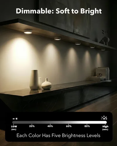 Miniatura 6 de Luces LED recargables de disco con control remoto, luces de botón con pilas de 2400mAh, luces adhesivas magnéticas para tocar, luz inalámbrica