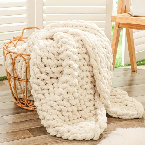 Miniatura 45 de Bigacogo Manta de punto grueso para sofá, 51 x 63 pulgadas, 100% tejida a mano con hilo de felpilla grueso jumbo, acogedoras y suaves mantas grandes
