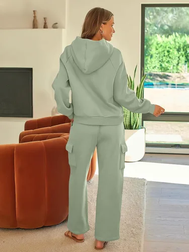 Miniatura 4 de AUTOMET Conjunto deportivo de 2 piezas para mujer, sudadera de manga larga con pantalones deportivos tipo cargo