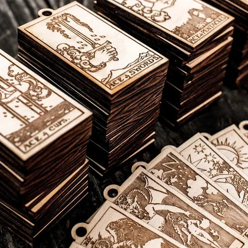 Miniatura 2 de Ornament - Tarot Deck - Set of 78 - Raw Wood 2x3in
